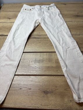 Men's Jack Donnelly Selvedge Button Fly Straight Leg Jeans in Off-White Size 33